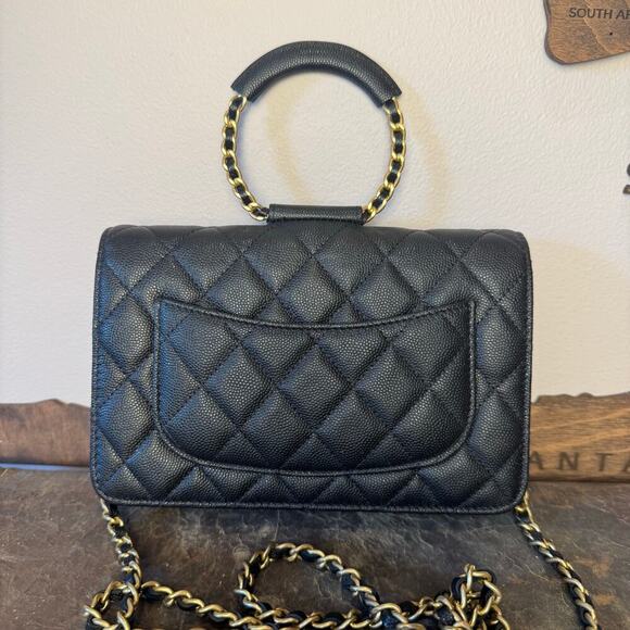 Chanel Black Caviar Circle Handle Crossbody Bag WOC Series GHW Authentic CoA - Picture 5 of 12